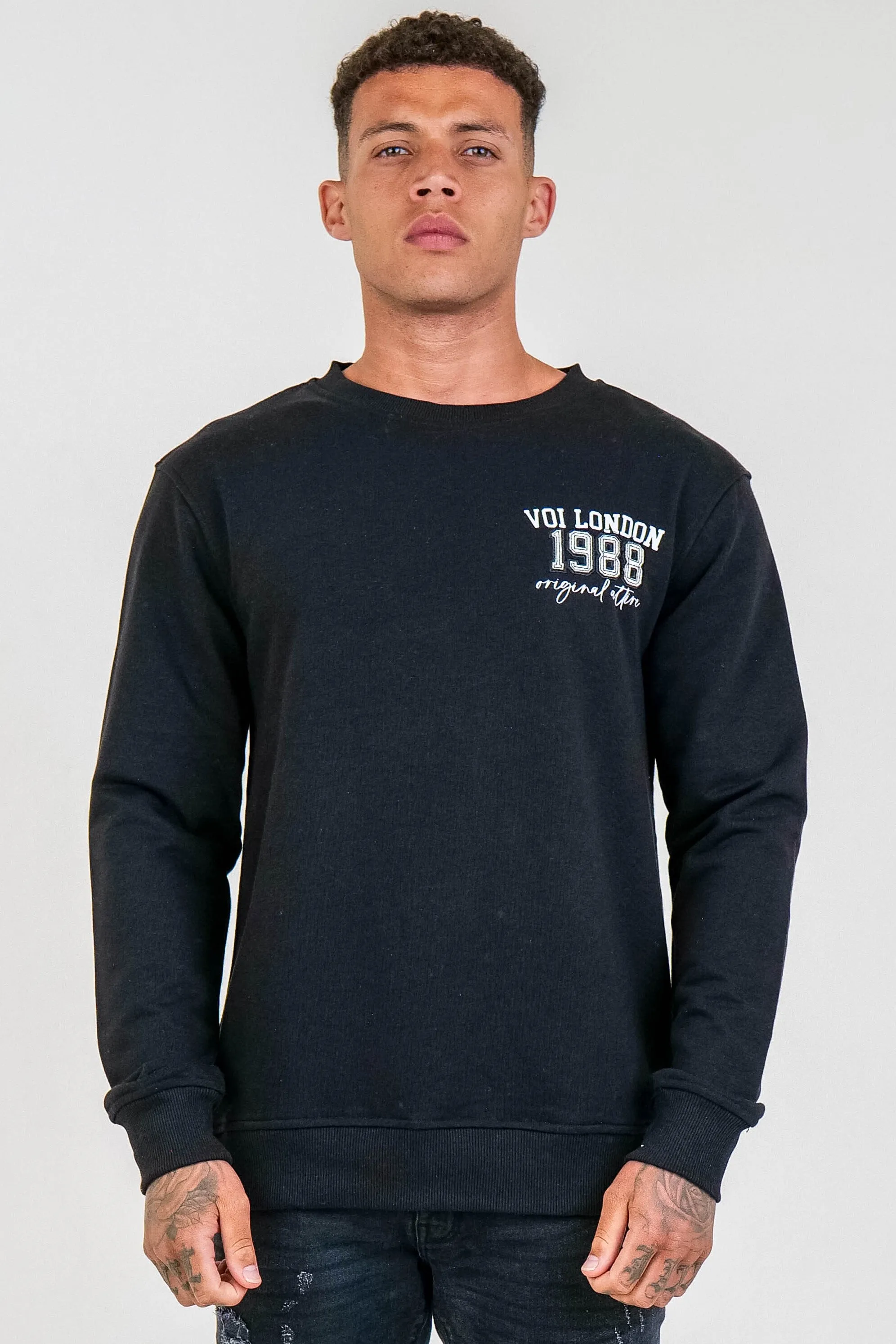 2 Pack Clarendon Regular Fit Fleece Crew Sweatshirt - Black / Grey