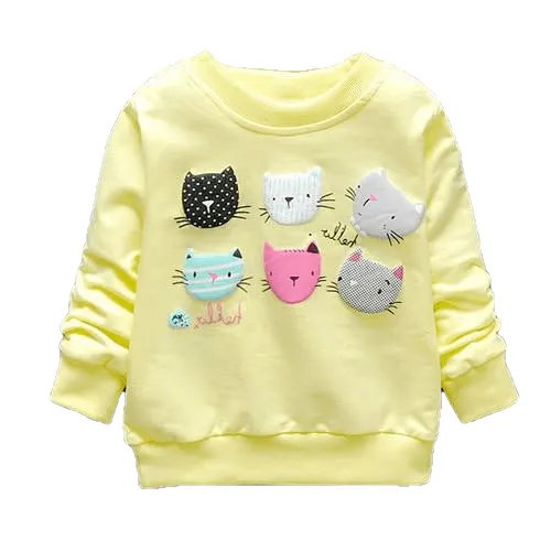 6 Cats Long Sleeves Sweater Girls Kids T-Shirt Clothes