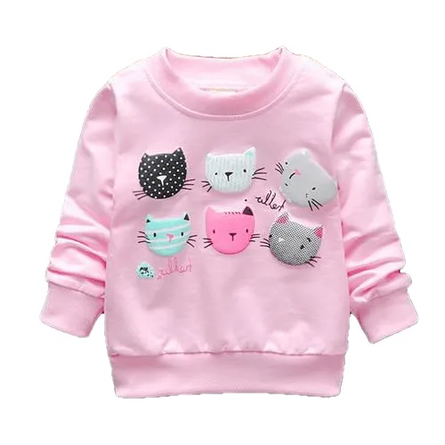 6 Cats Long Sleeves Sweater Girls Kids T-Shirt Clothes