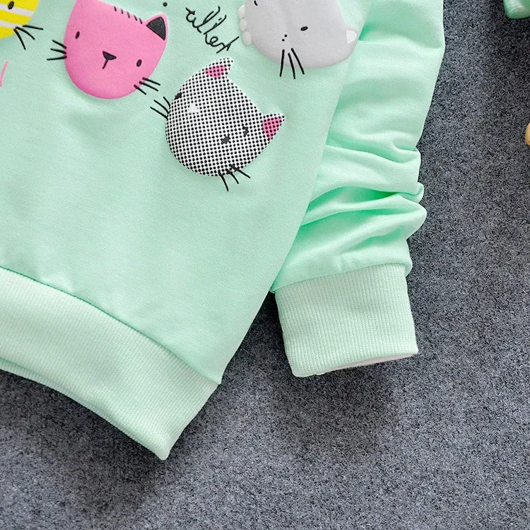 6 Cats Long Sleeves Sweater Girls Kids T-Shirt Clothes