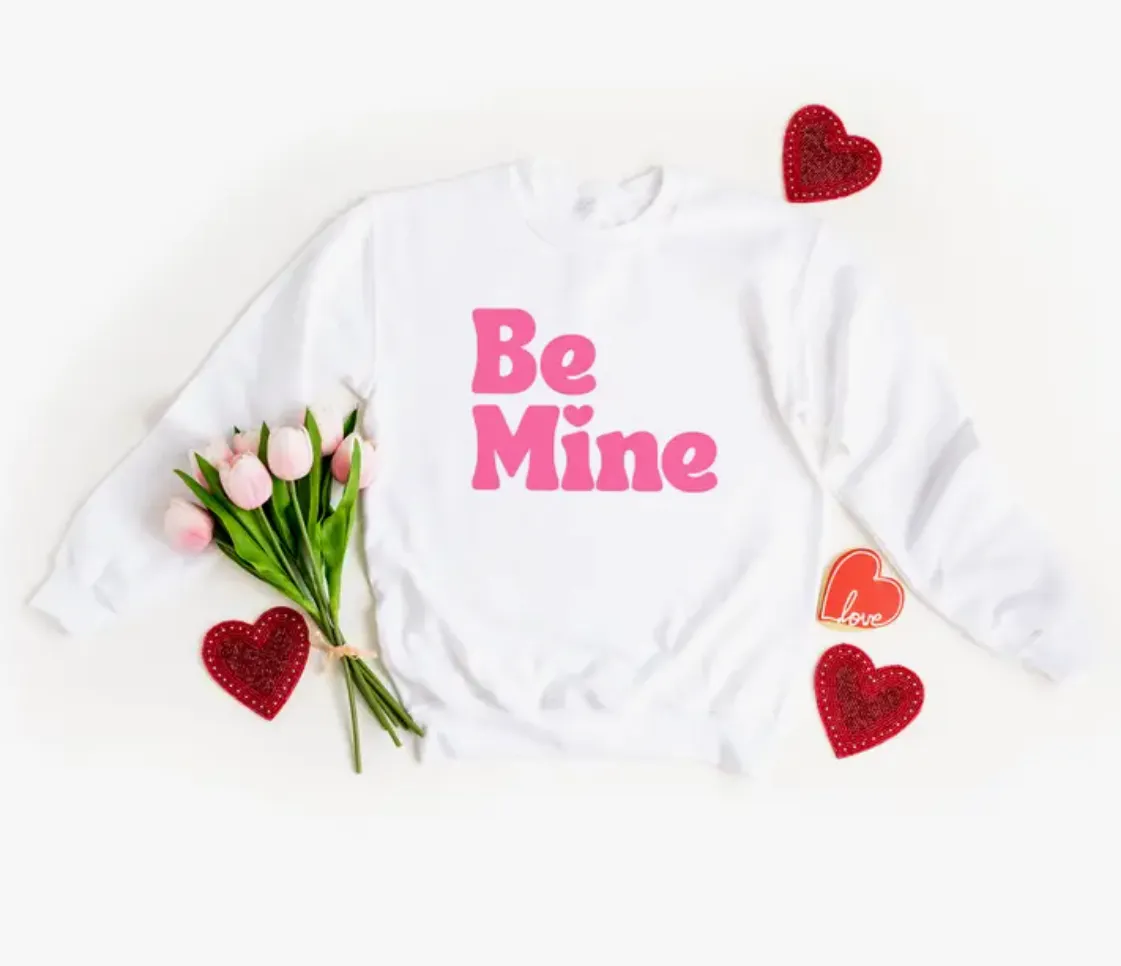 Be Mine Sweatshirt - White w/ Pink