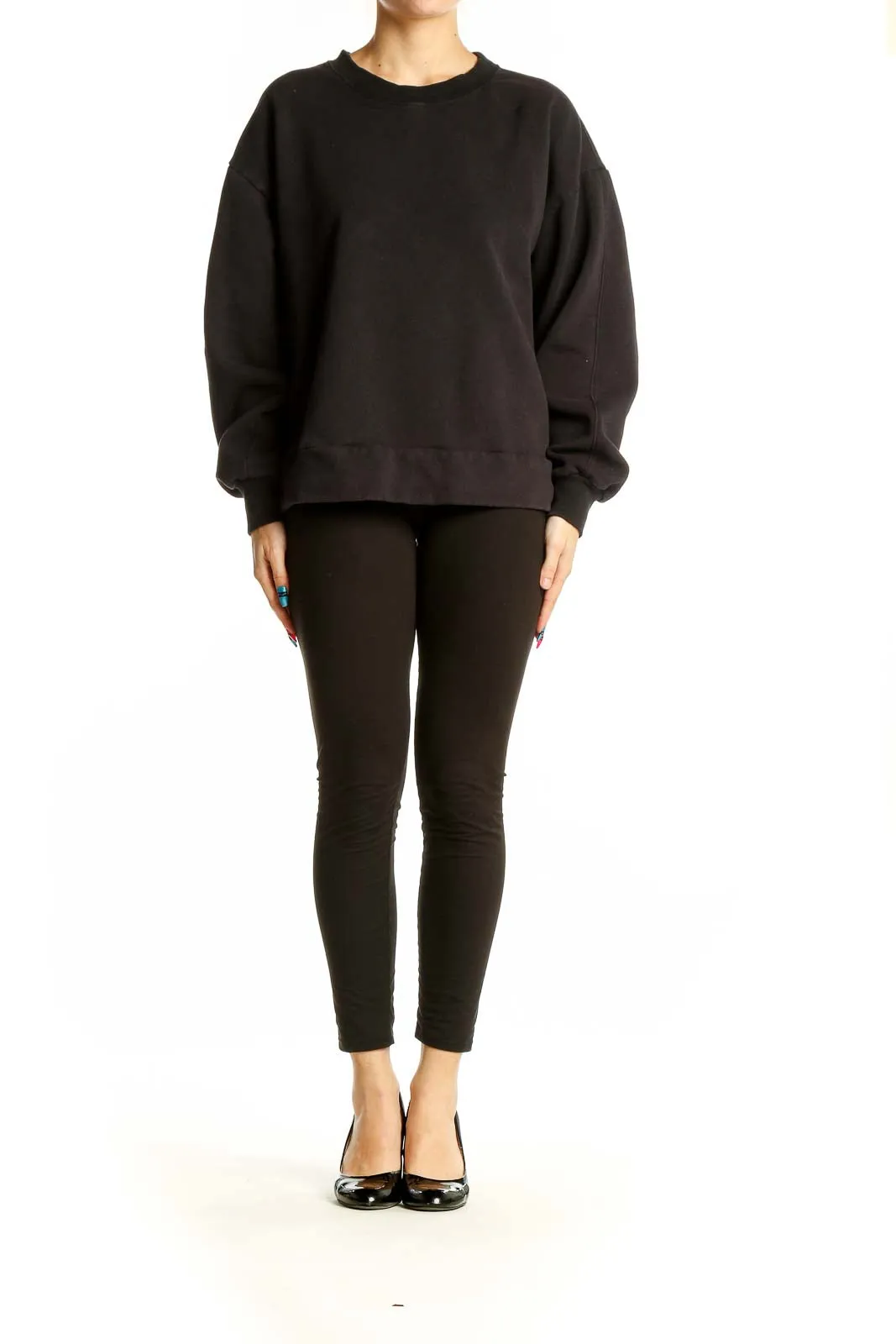 Black Oversized Athletic Sweatshirt