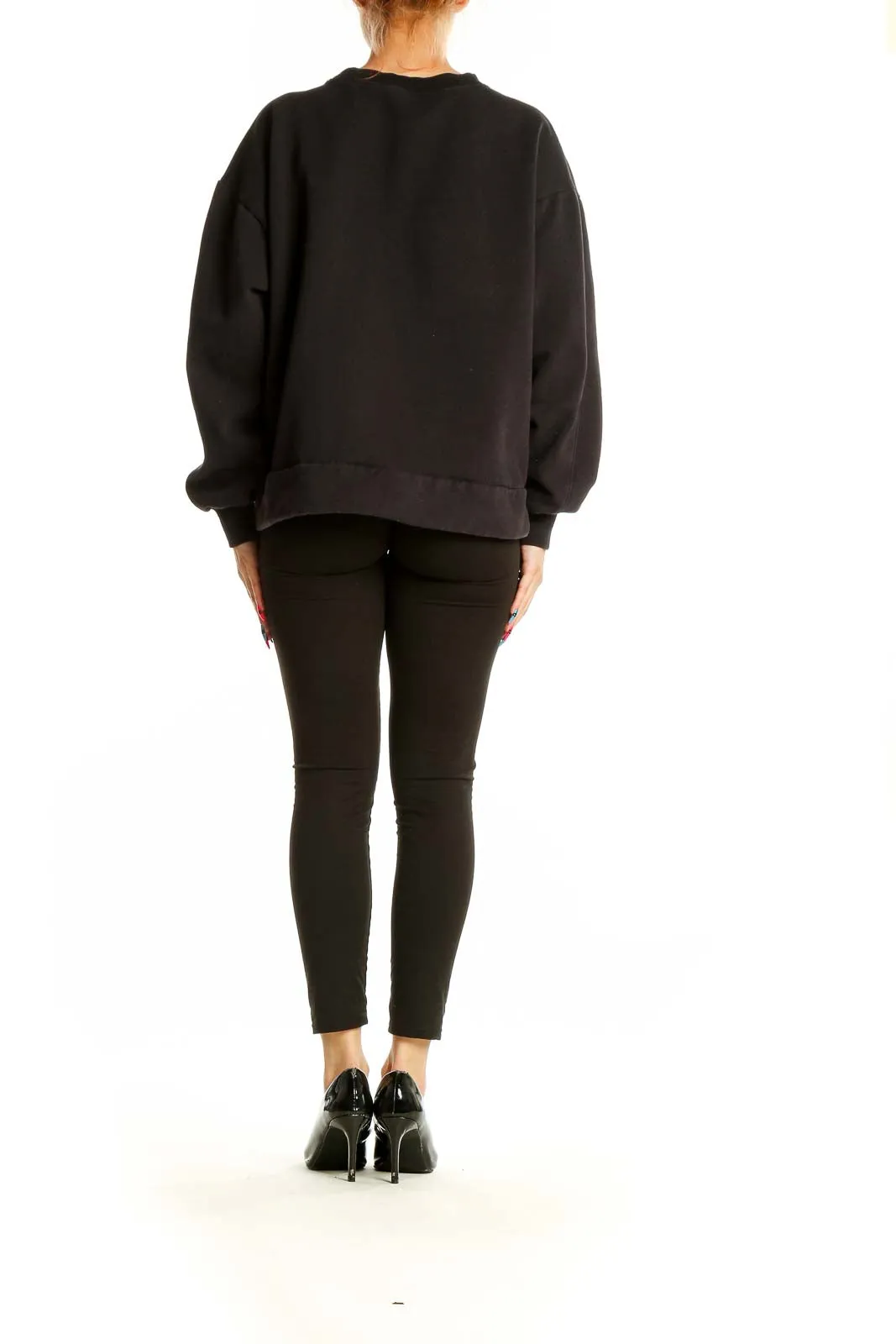 Black Oversized Athletic Sweatshirt