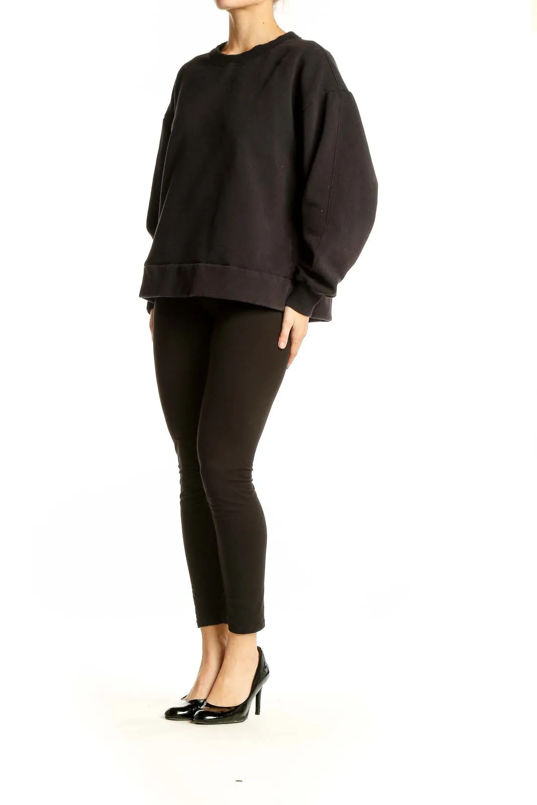 Black Oversized Athletic Sweatshirt