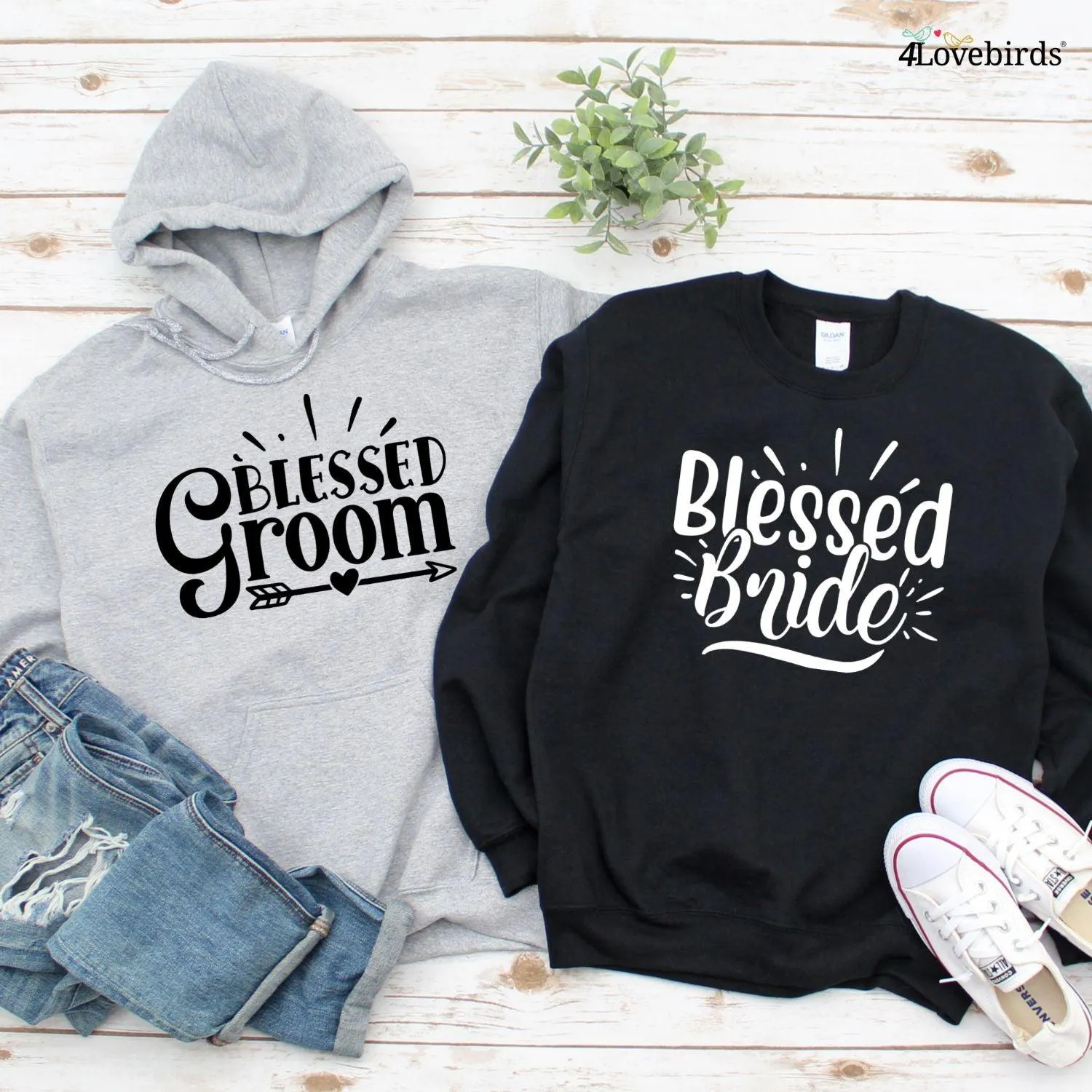 Blessed Bride & Groom Matched Set - Perfect as Engagement Announcements or Honeymoon Outfits!