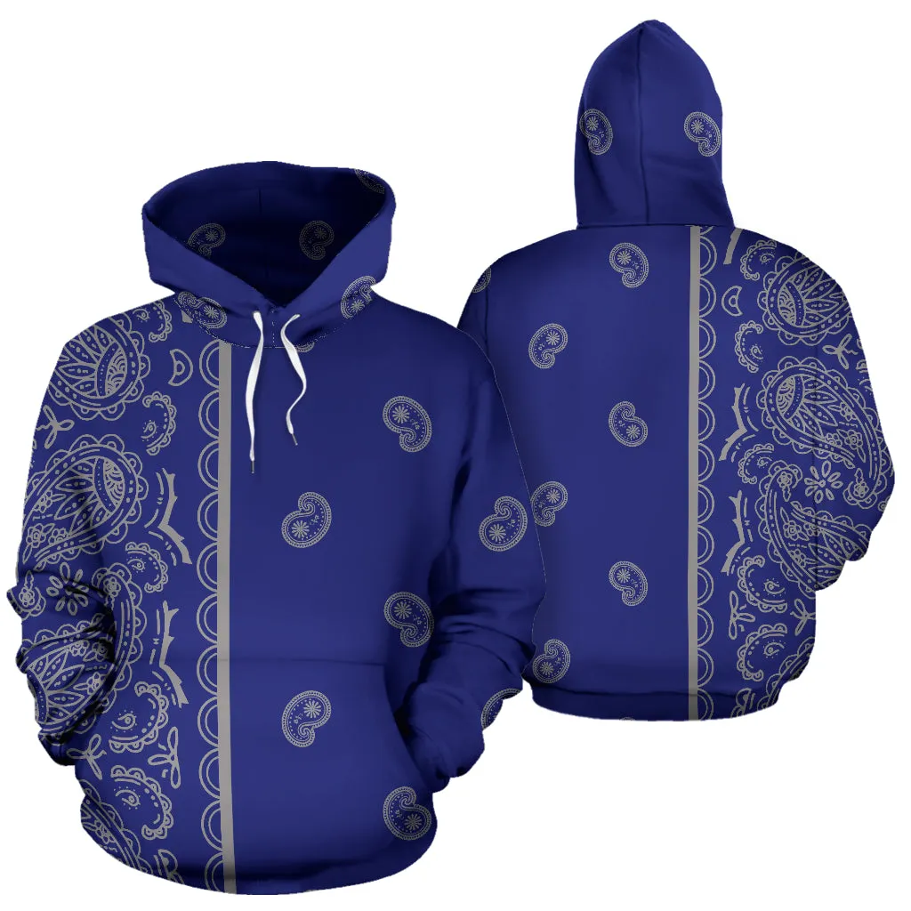 Blue and Gray Bandana Pullover Hoodie