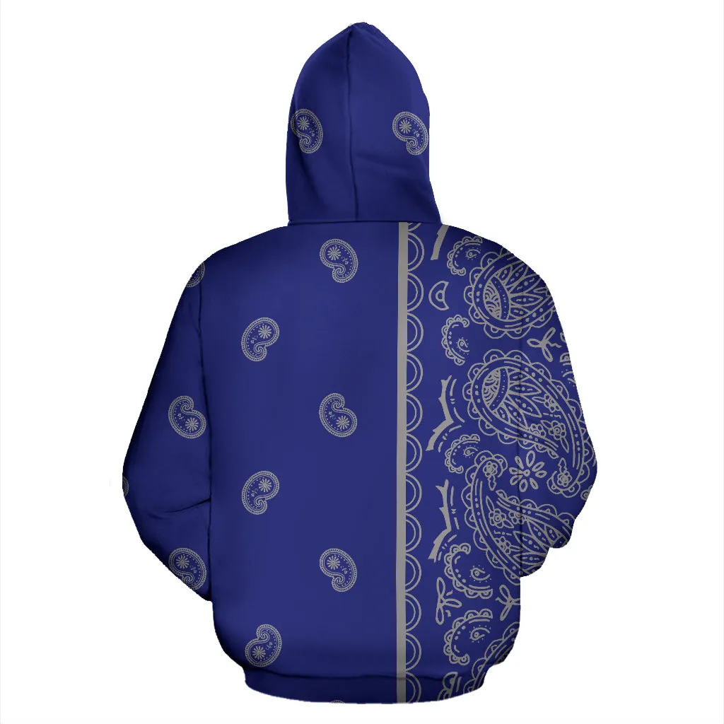 Blue and Gray Bandana Pullover Hoodie