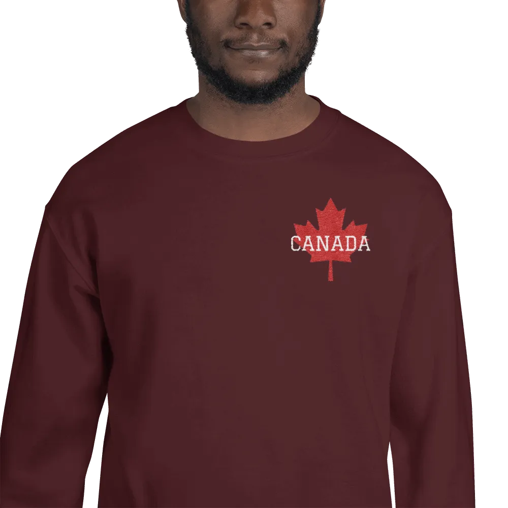 Bold CANADA Maple Leaf Embroidered Unisex Crew Neck Sweatshirt