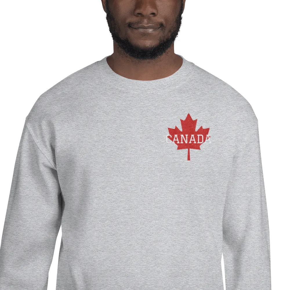 Bold CANADA Maple Leaf Embroidered Unisex Crew Neck Sweatshirt