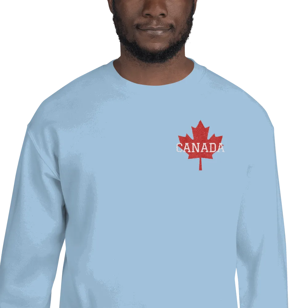 Bold CANADA Maple Leaf Embroidered Unisex Crew Neck Sweatshirt