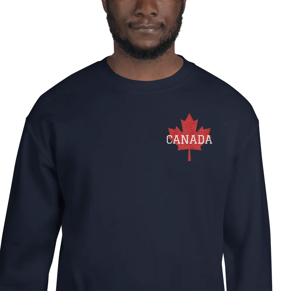 Bold CANADA Maple Leaf Embroidered Unisex Crew Neck Sweatshirt