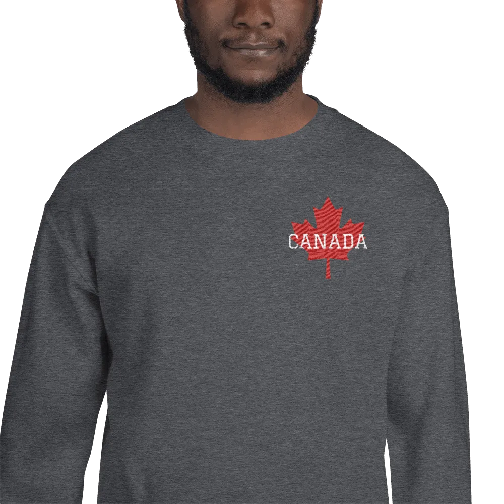 Bold CANADA Maple Leaf Embroidered Unisex Crew Neck Sweatshirt