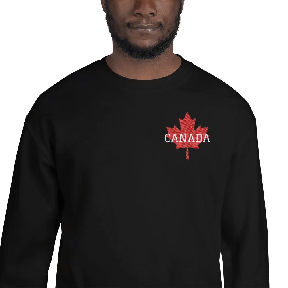 Bold CANADA Maple Leaf Embroidered Unisex Crew Neck Sweatshirt