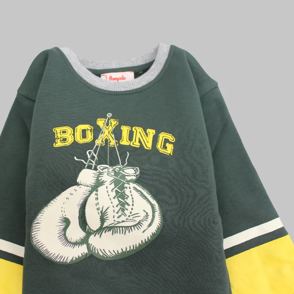 Boxing Dark Green Long-Sleeved Sweatshirt