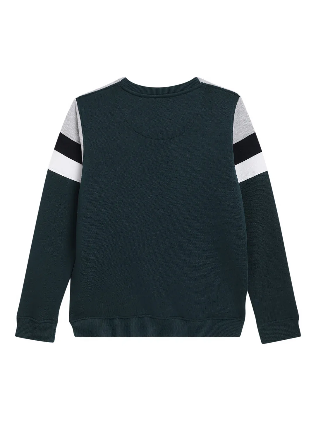 Boys Casual Bottle Green Full Sleeve Pullover Sweatshirt