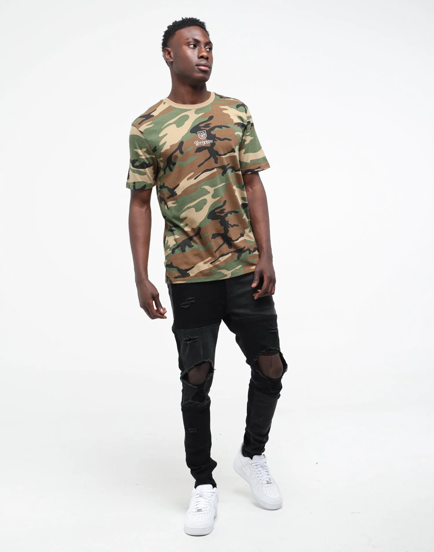 Brixton Main Label II Print SS Tee Woodland Camo