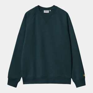 Carhartt WIP Chase Crewneck Sweatshirt Duck Blue - Gold