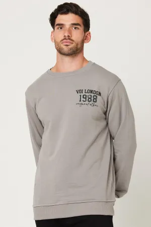 Clarendon Regular Fit Fleece Crew Sweatshirt - Dark Grey