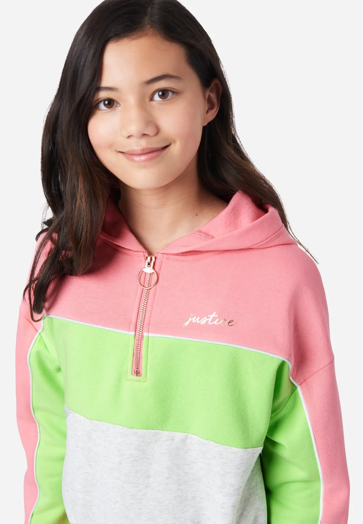 Color Block Zip-Up Hoodie