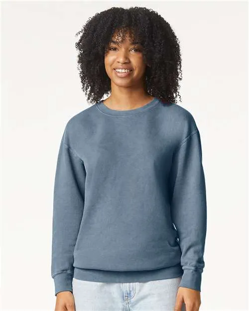 Comfort Colors Garment-Dyed Lightweight Fleece Crewneck Sweatshirt in Blue Jean, Small