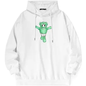 Funny Cartoon Bear Print Long Sleeve Hoodies