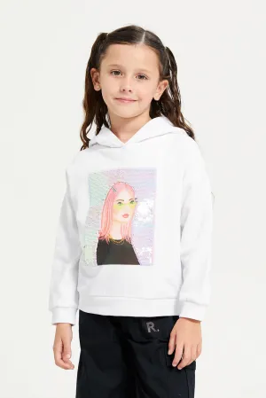 Girls White Embellished Sweatshirt