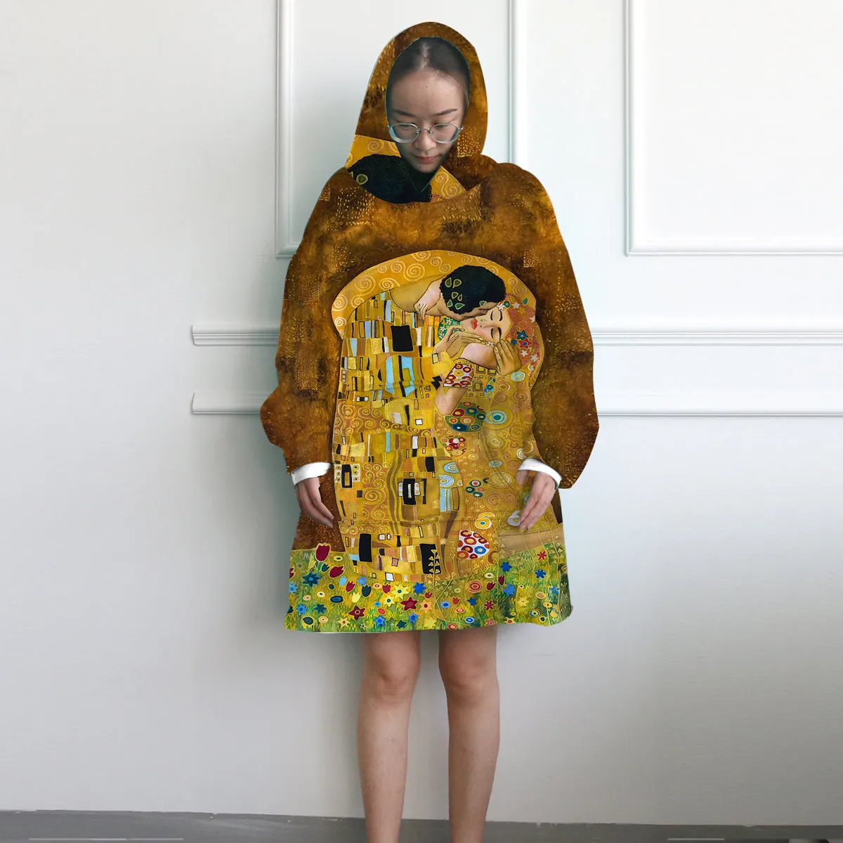 Gustav Klimt's The Kiss Wearable Blanket Hoodie