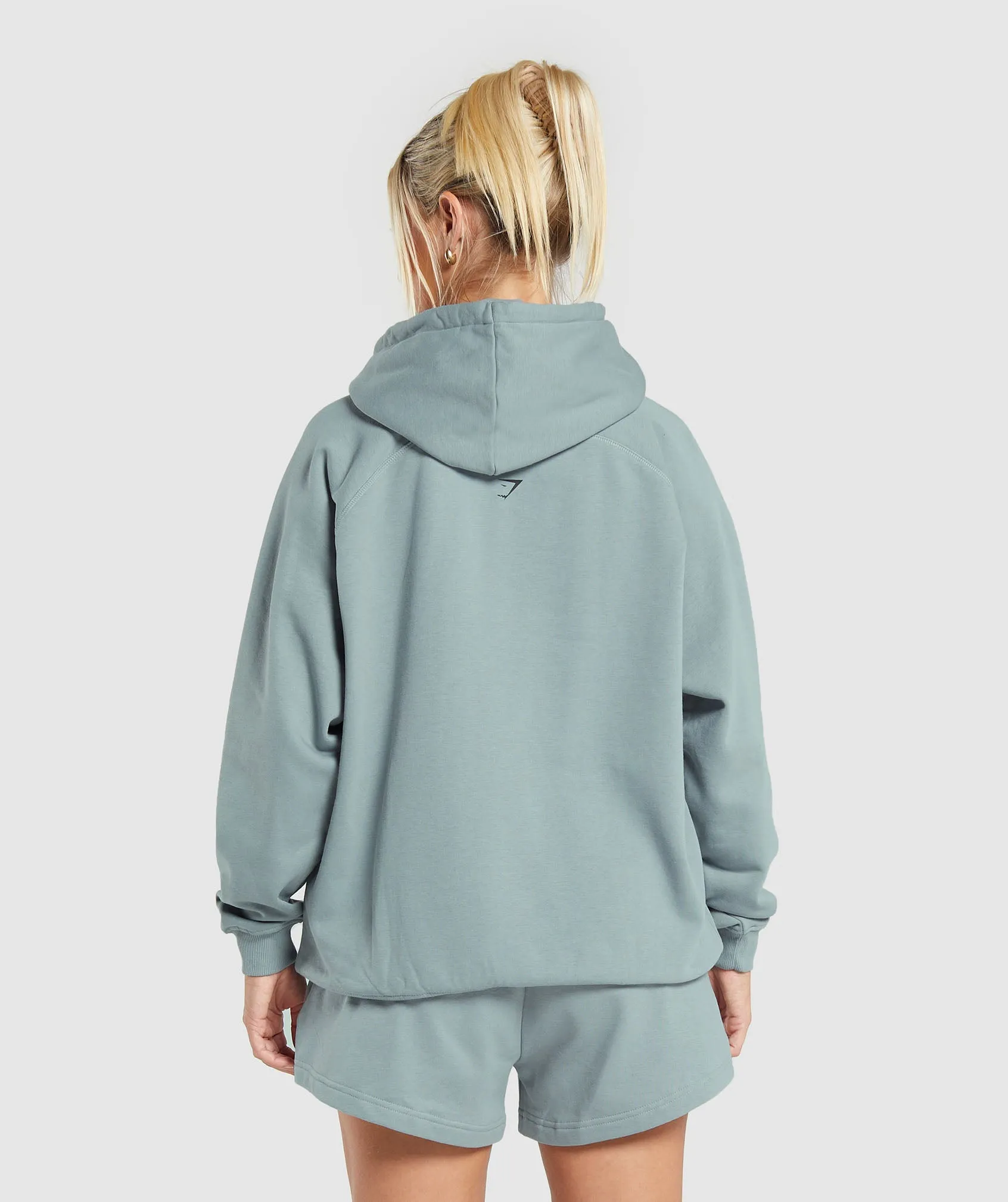 Gymshark Care Label Graphic Brushed Hoodie - Denim Grey