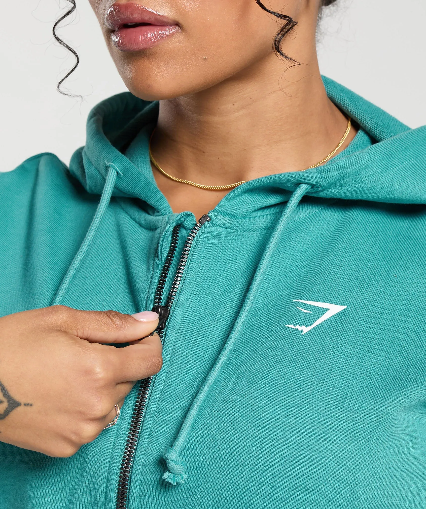 Gymshark Gymshark Power Midi Zip Hoodie - Bondi Teal