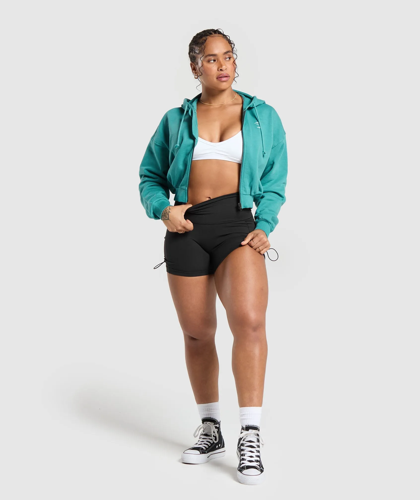 Gymshark Gymshark Power Midi Zip Hoodie - Bondi Teal