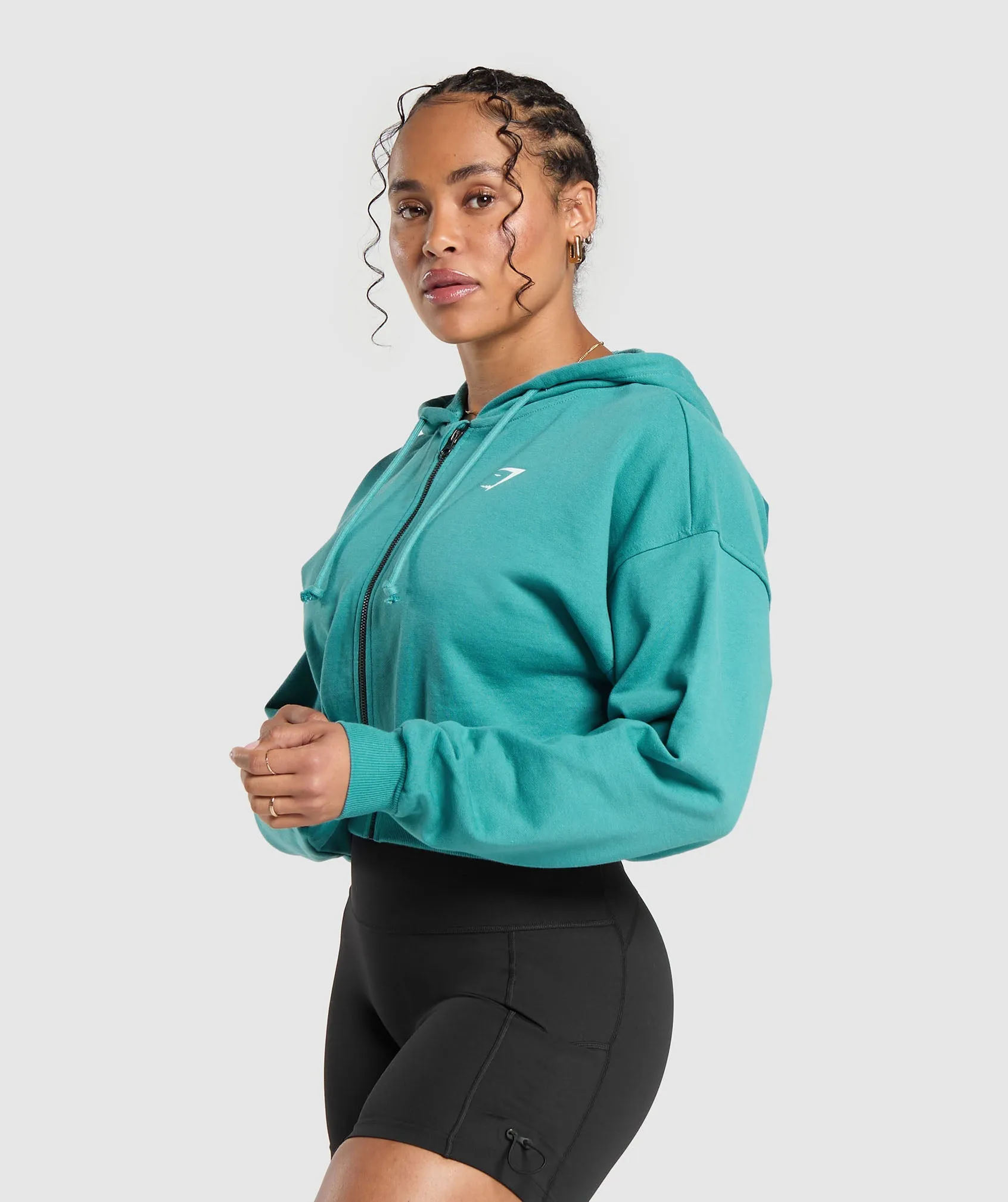 Gymshark Gymshark Power Midi Zip Hoodie - Bondi Teal