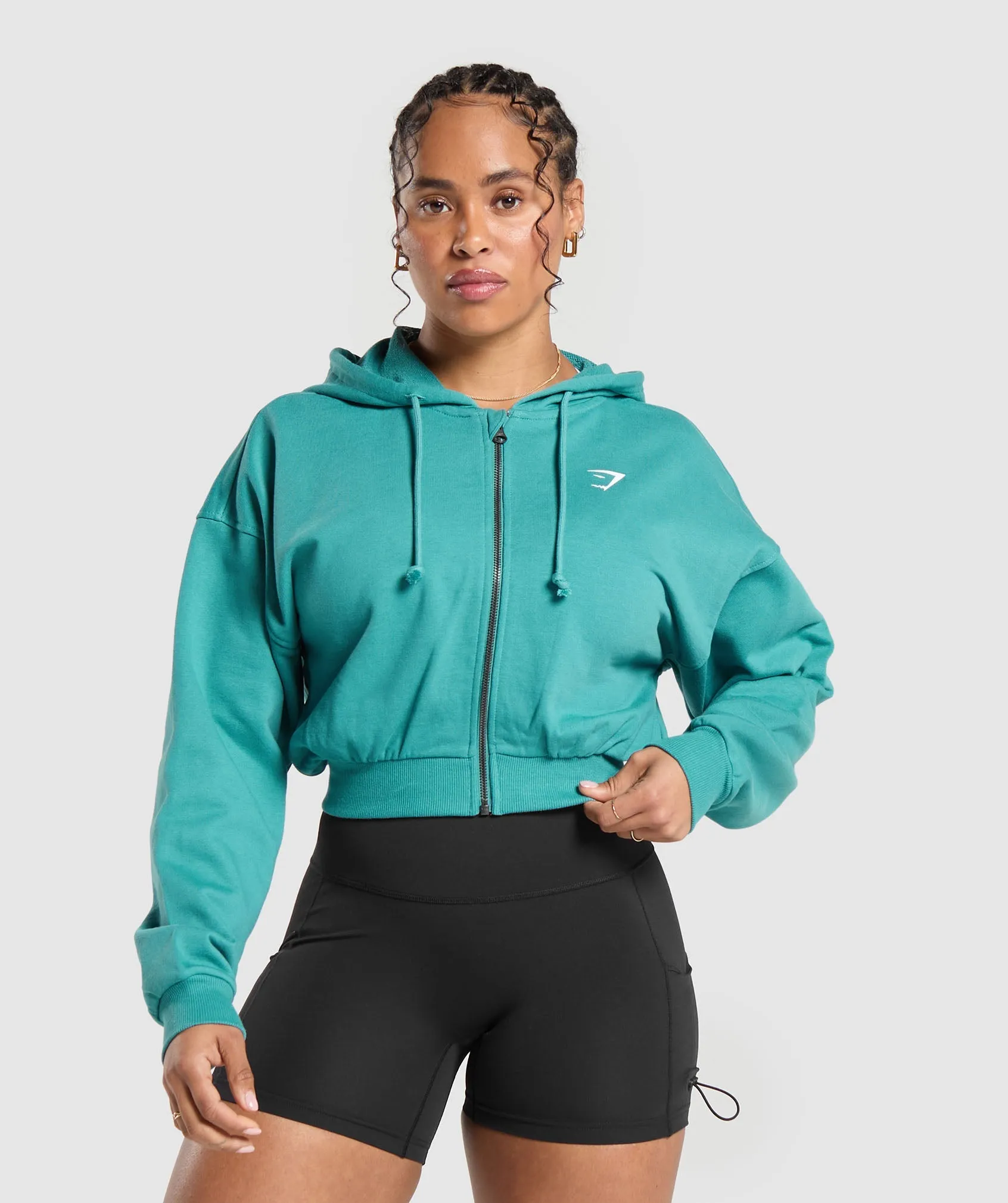 Gymshark Gymshark Power Midi Zip Hoodie - Bondi Teal