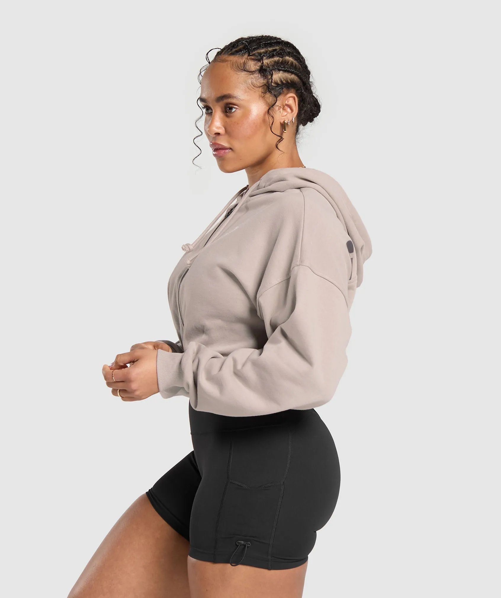 Gymshark Gymshark Power Midi Zip Hoodie - Stone Pink