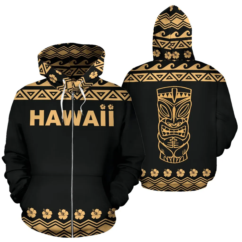 Hawaii Tiki All Over Zip-Up Hoodie - Bn04