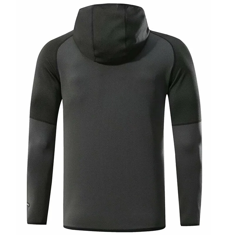 Hooded Fitness Sport Jacket Coat Men Quick Dry Running Jacket Zipper Hoody Sweatshirt Sportswear Gym Hoodies Training Clothing