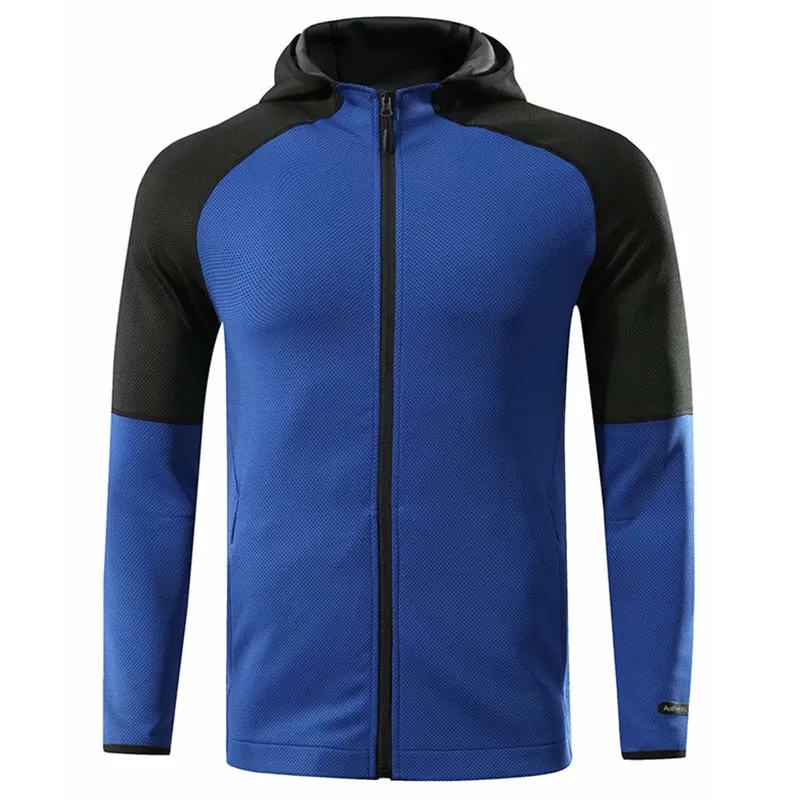 Hooded Fitness Sport Jacket Coat Men Quick Dry Running Jacket Zipper Hoody Sweatshirt Sportswear Gym Hoodies Training Clothing