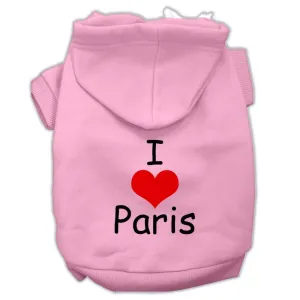 I Love Paris Screen Print Pet Hoodies Pink Size Med (12)