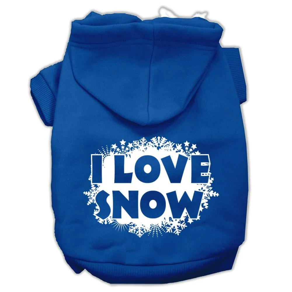 I Love Snow Screenprint Pet Hoodies Blue Size XXXL (20)