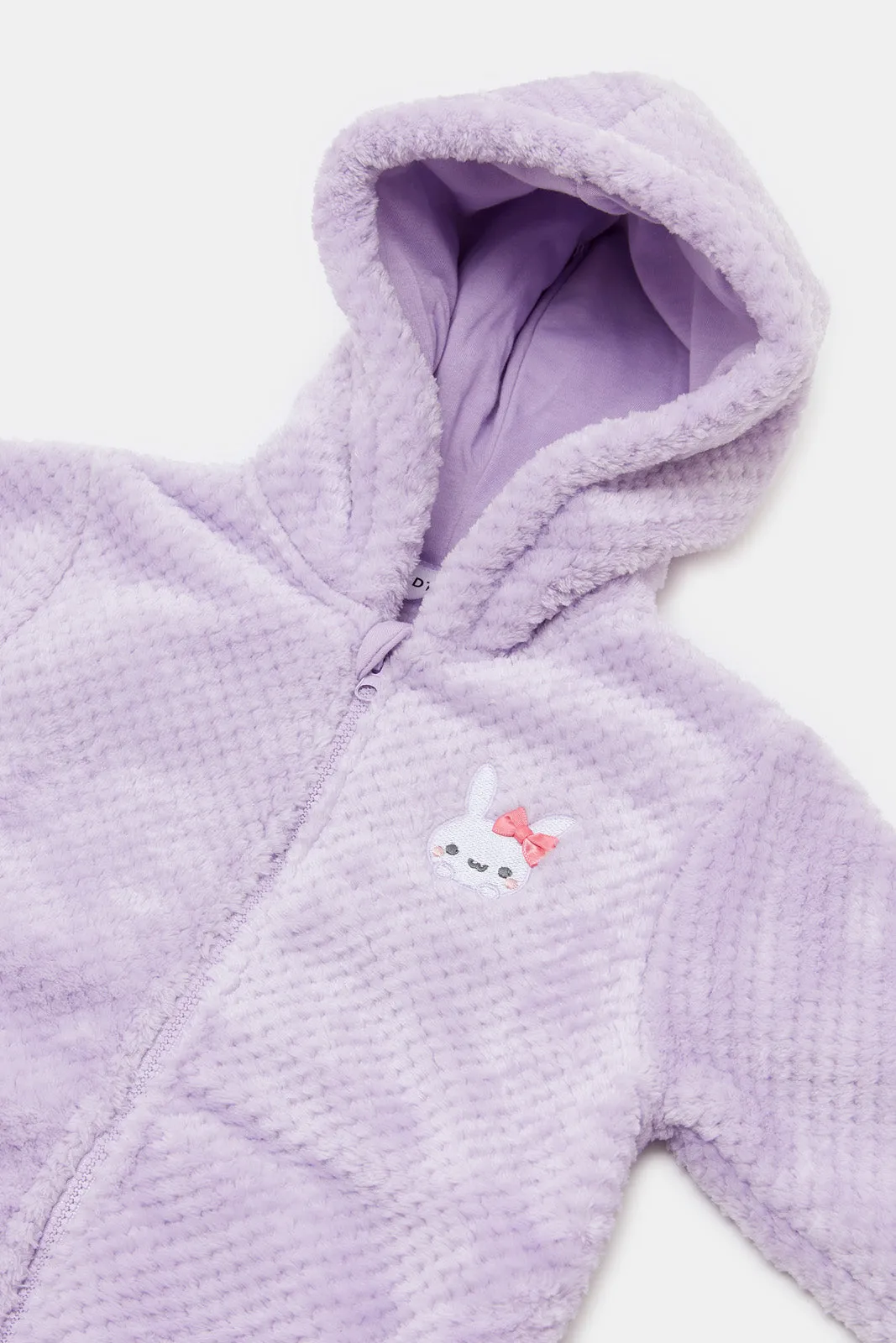 Infant Girls Lilac Hooded Sherpa Sweatshirt