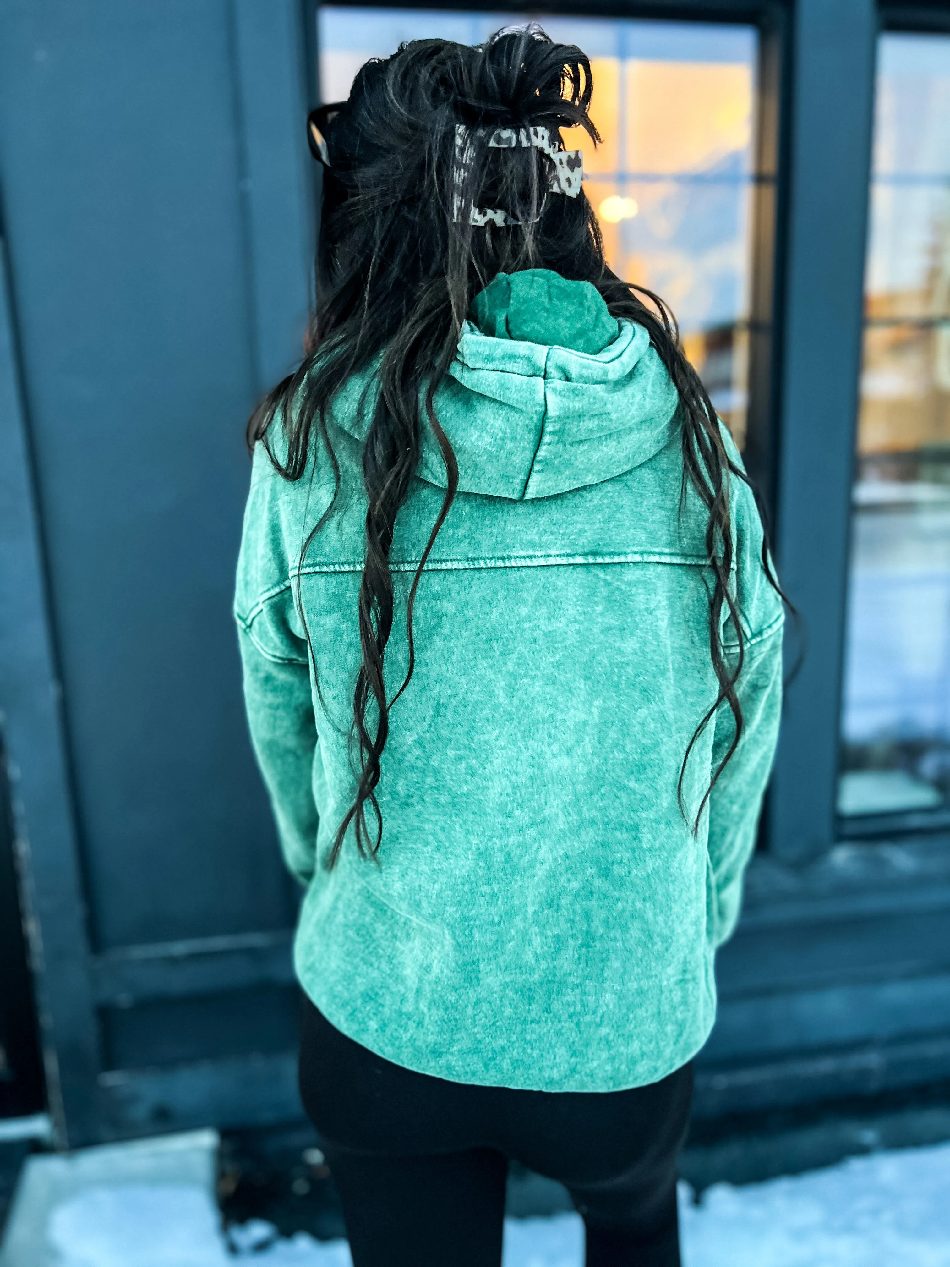 Just Comfort Oversized Fleece Pocket Hoodie- Forest