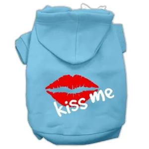 Kiss Me Screen Print Pet Hoodies Baby Blue Size Lg (14)