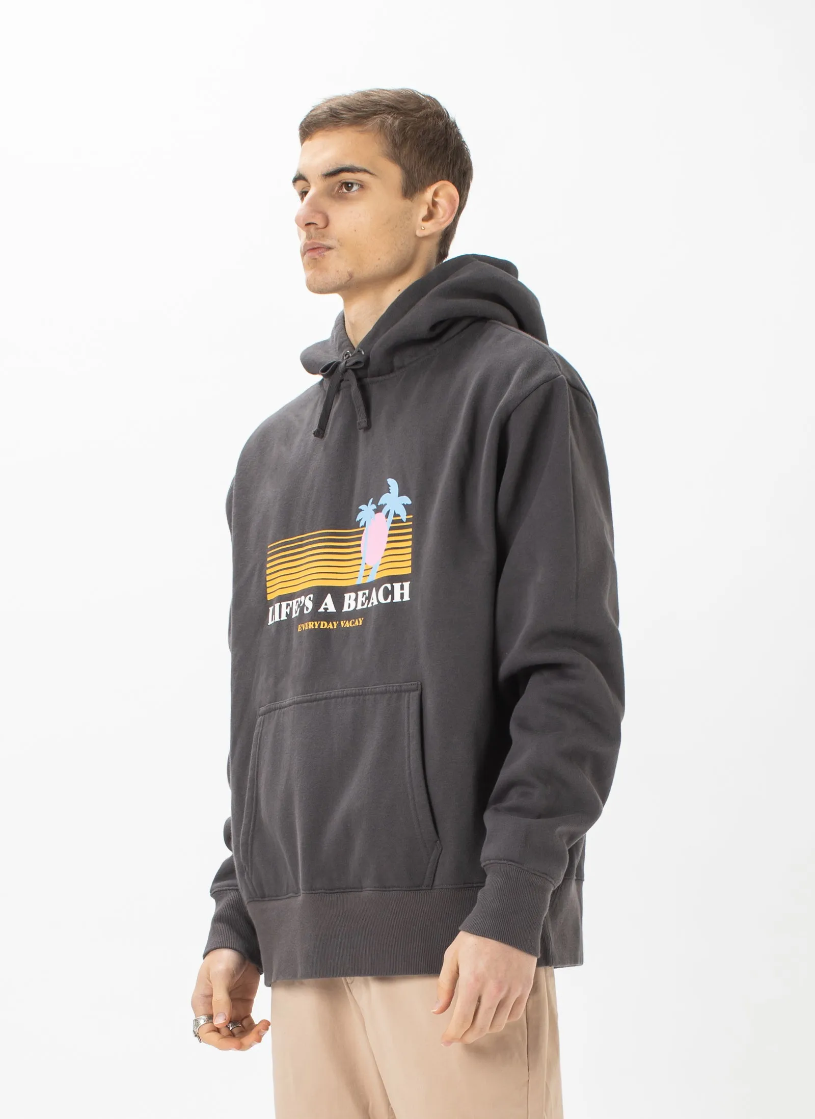 Life's A Beach Hood Sweatshirt Pigment Black