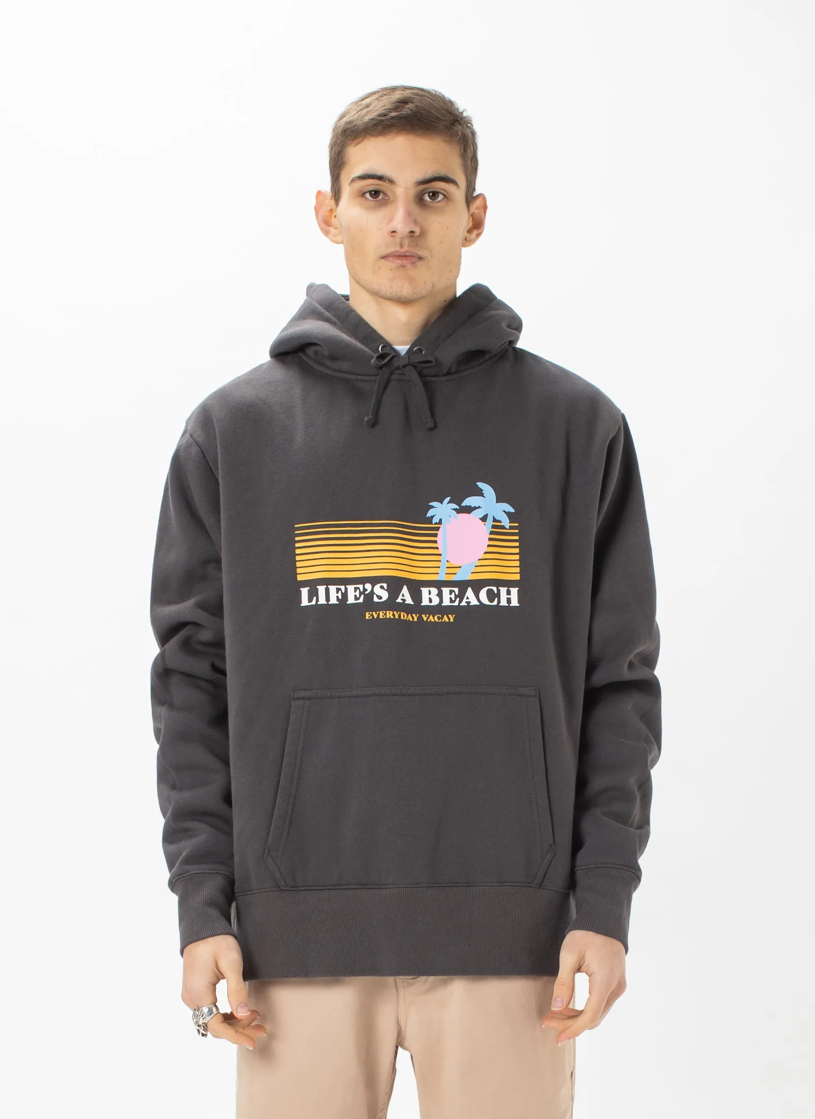 Life's A Beach Hood Sweatshirt Pigment Black