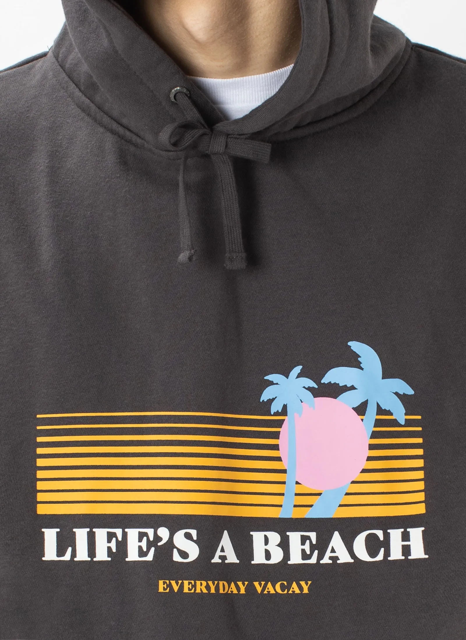 Life's A Beach Hood Sweatshirt Pigment Black