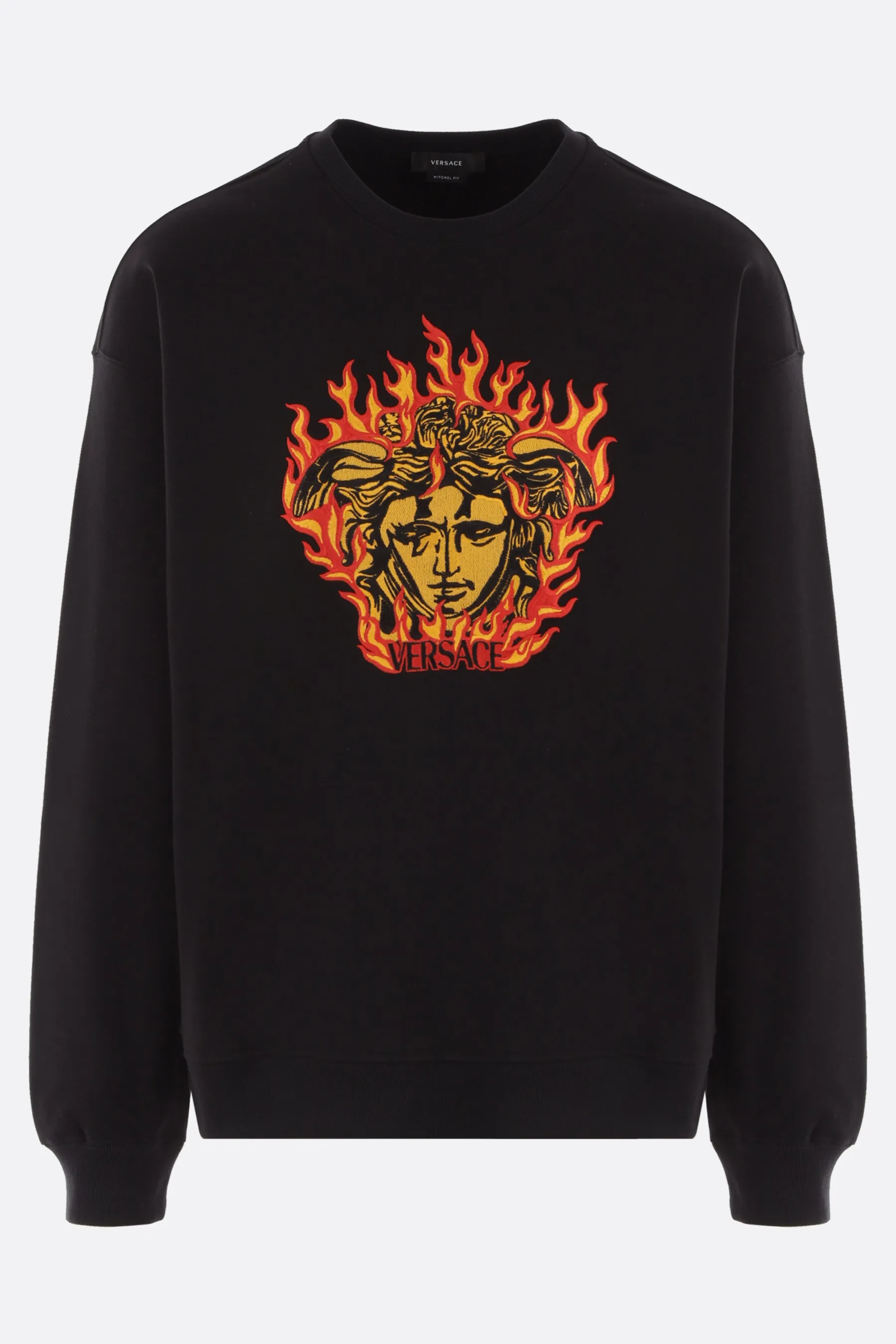 Medusa Flame Embroidered Jersey Sweatshirt