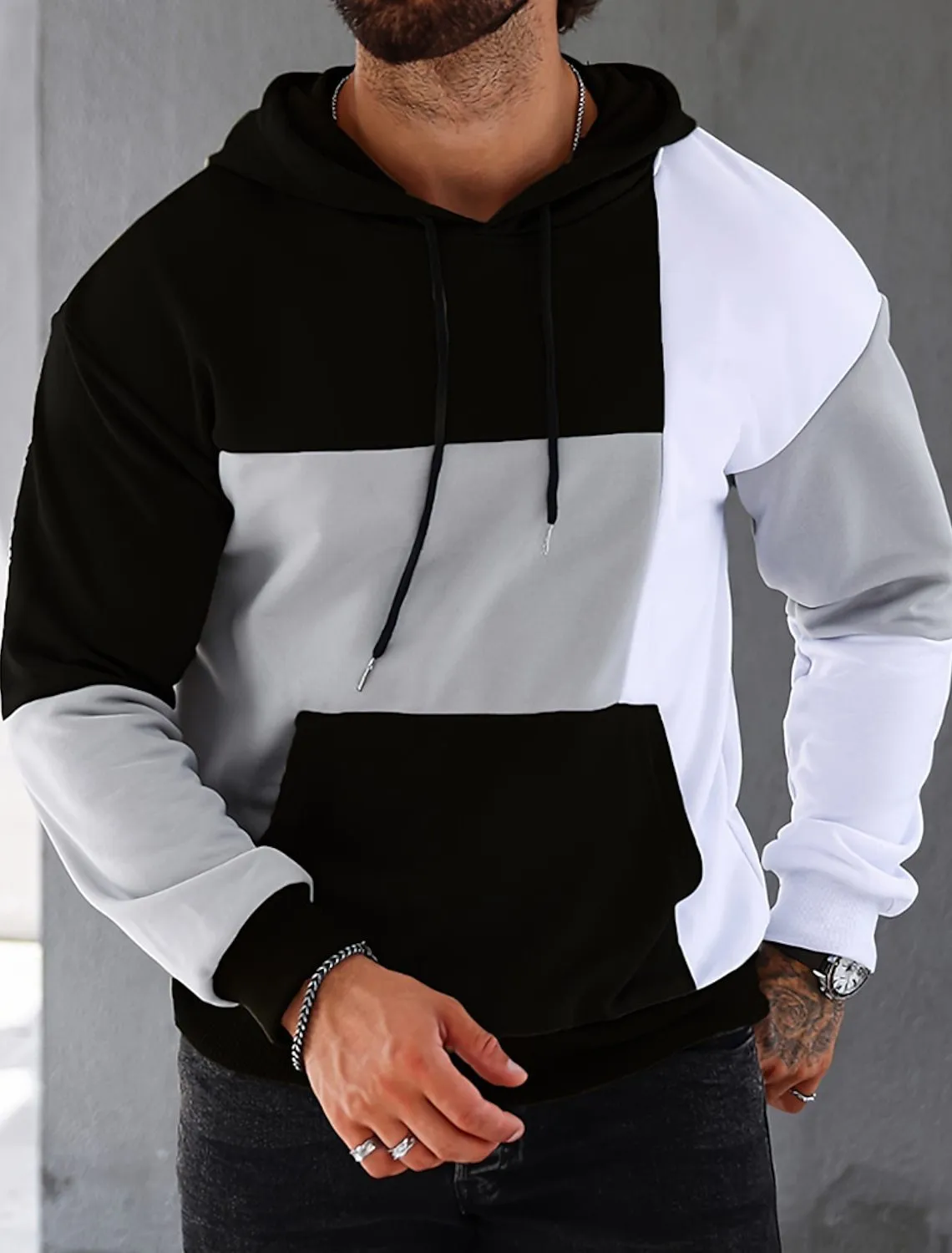 Men's 3D Hoodie Sweater With Color Matching Pattern