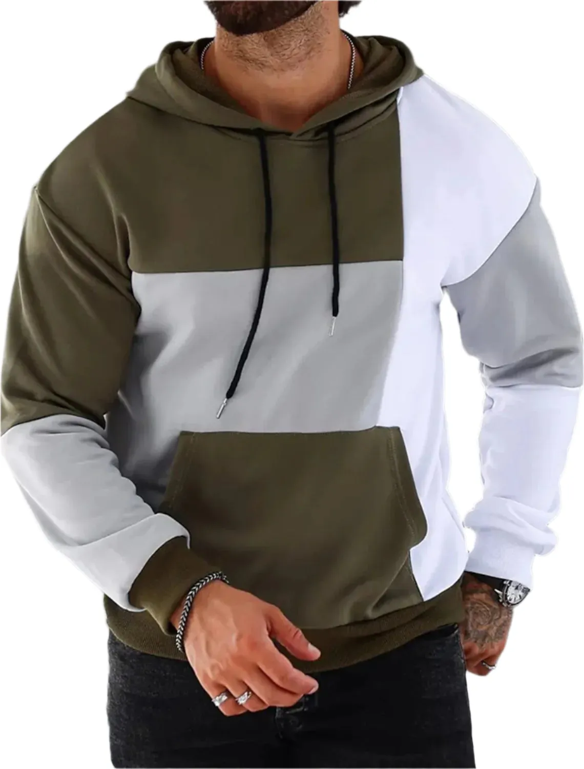 Men's 3D Hoodie Sweater With Color Matching Pattern