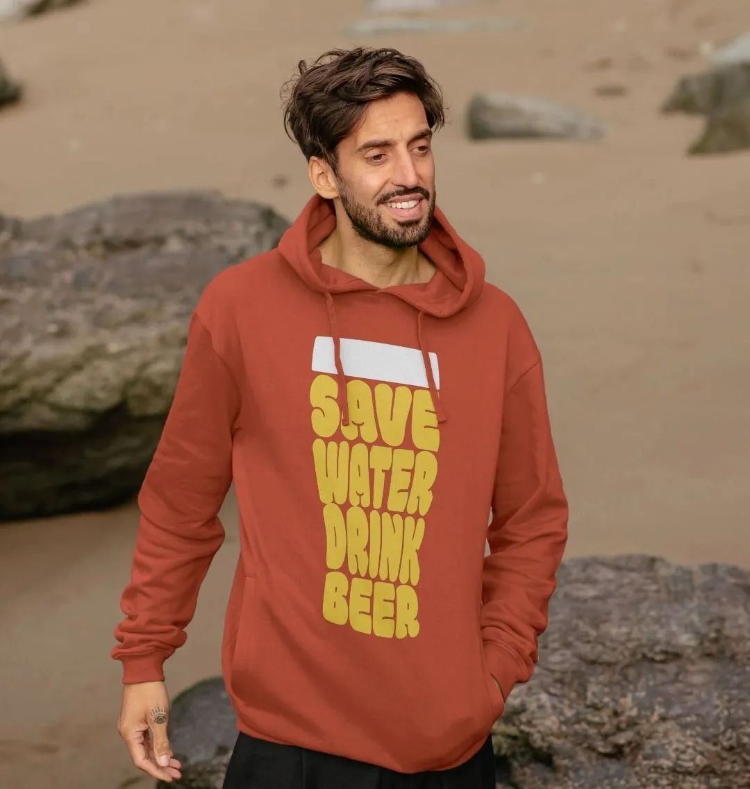 Men's Save Water Drink Beer Organic Pullover Hoodie