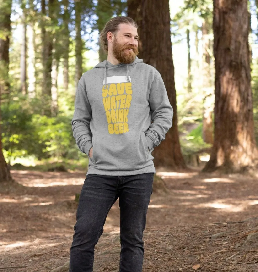 Men's Save Water Drink Beer Organic Pullover Hoodie