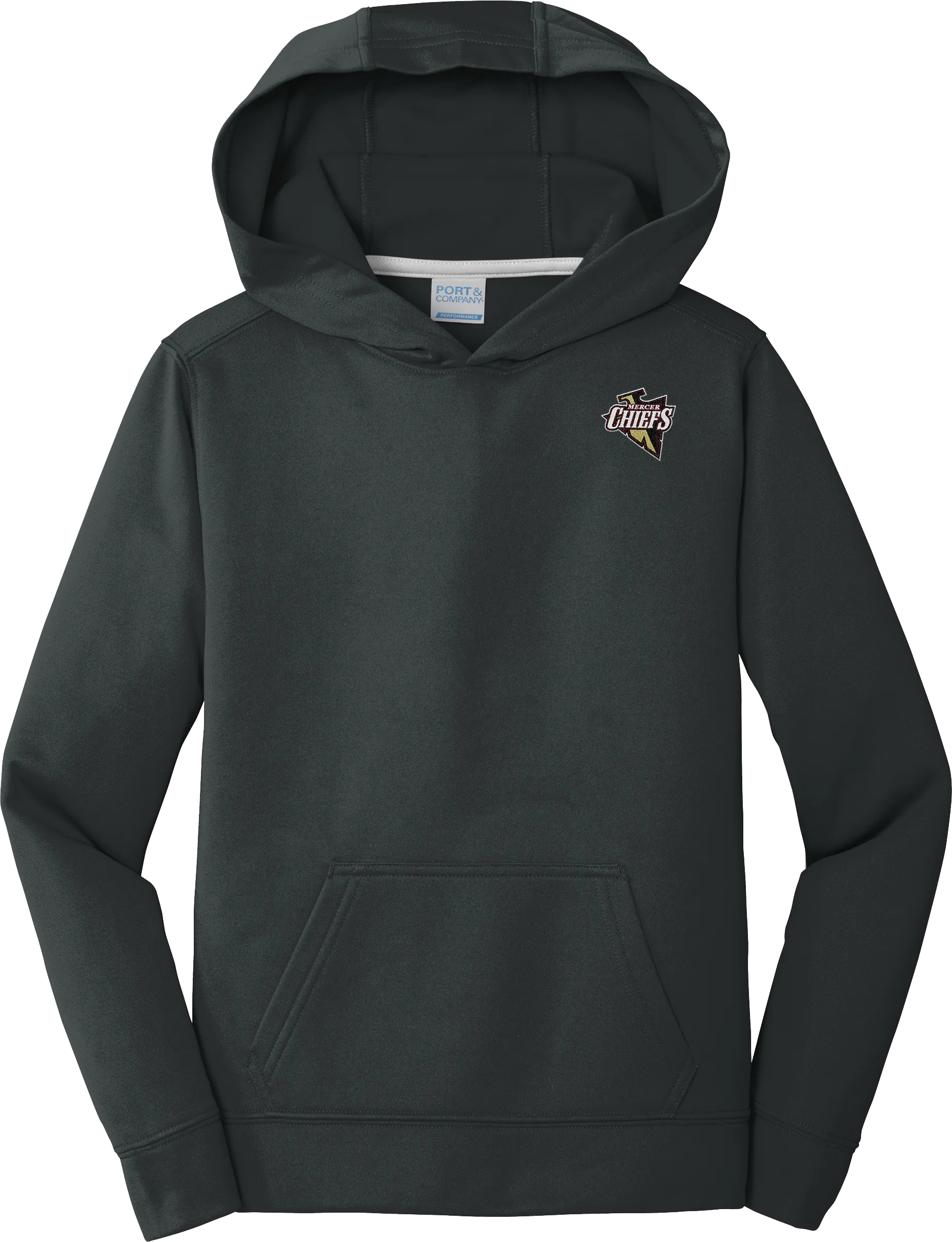 Mercer Chiefs Youth Performance Fleece Pullover Hooded Sweatshirt